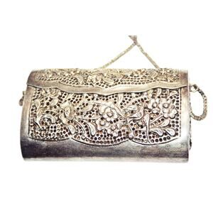 Antique Cambodian Handcrafted Silver Plated Clutch